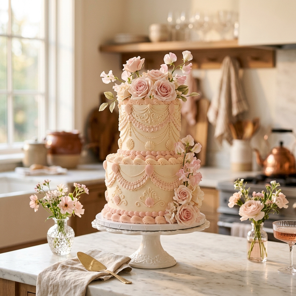 A breathtaking pastel pink custom cake